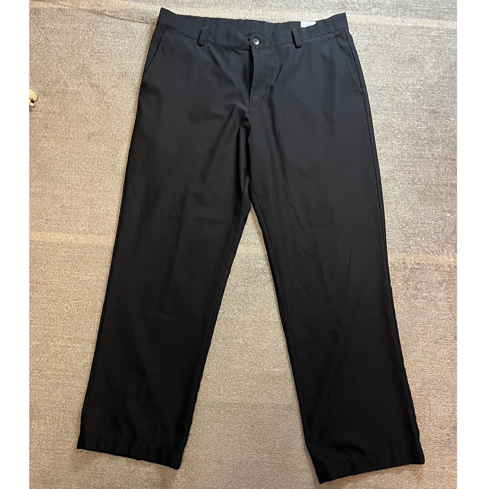 Adidas Climalite Mens Golf Pants Black Flat Front 3-Stripe 36 x 31 Performance